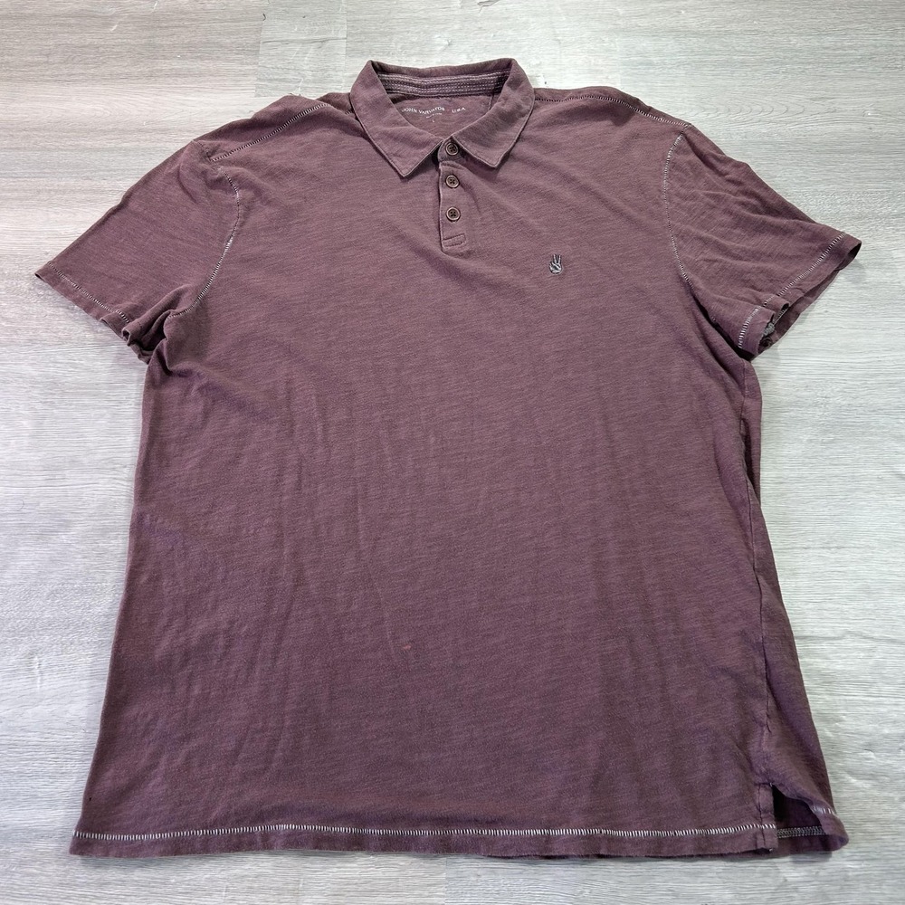 John Varvatos‎ U.S.A. Polo Shirt Mens Large Purple Jersey Cotton Slub Casual